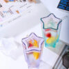 Five-Pointed Glass Coffee mugs with straw and lid Gradient Drink Cup