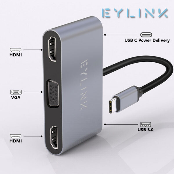 3 USB Type C Laptop Docking Station Dual HDMI Dual Screen Display USB 3.0 Hub Adapter Dock for HP DELL XPS Surface Lenovo ThinkPad