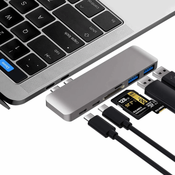 6 In 1 Aluminum USB C Hub USB Type C Hub Adapter Dongle Compatible For MacBook Pro 13" 15"  2016 2017 Thunderbolt 3 USB-C Data