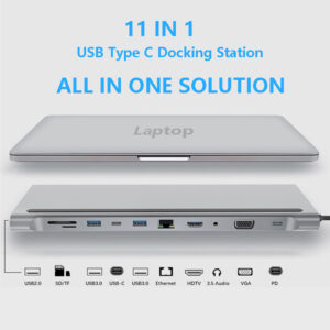 USB C Laptop Docking Station HDMI VGA USB PD LAN RJ45 SD Hub Adapter for Laptop Macbook HP DELL XPS Surface Lenovo ThinkPad Dock