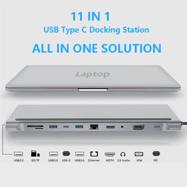 USB C Laptop Docking Station HDMI VGA USB PD LAN RJ45 SD Hub Adapter for Laptop Macbook HP DELL XPS Surface Lenovo ThinkPad Dock