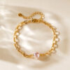 2025 Summer Elegant Vintage Hand-jewelry Shell Bead Brass Real Gold Pearl Bracelet for Women