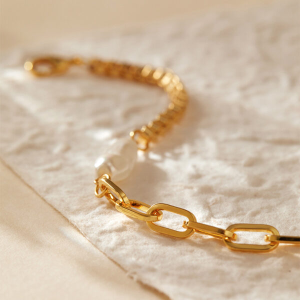 2025 Trendy Jewelry Elegant Personality Brass Plated Fashion Fine 18K Real Gold Pearl Bracelet for Women