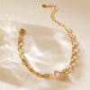 2025 Summer Elegant Vintage Hand-jewelry Shell Bead Brass Real Gold Pearl Bracelet for Women