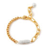 2025 Trendy Jewelry Elegant Personality Brass Plated Fashion Fine 18K Real Gold Pearl Bracelet for Women