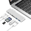 6 In 1 Aluminum USB C Hub USB Type C Hub Adapter Dongle Compatible For MacBook Pro 13" 15"  2016 2017 Thunderbolt 3 USB-C Data